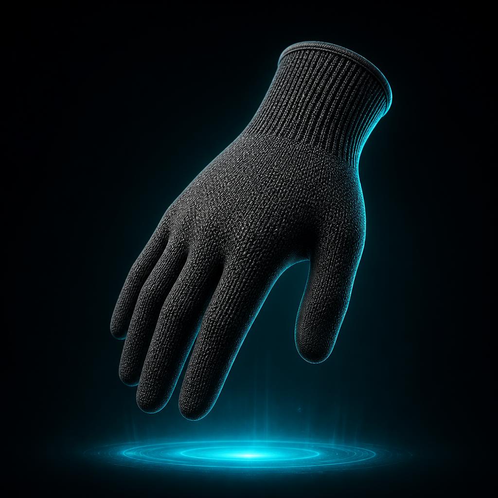 Black cut-resistant knit glove